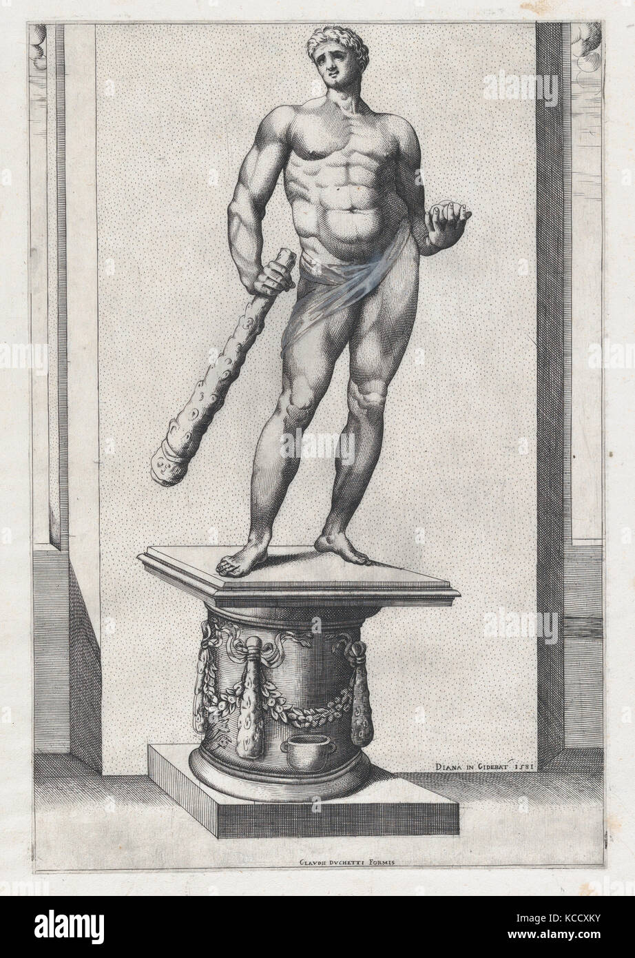 Speculum Romanae Magnificentiae: Hercules with the apples of the Hesperides, Diana Scultori, 1581 Stock Photo