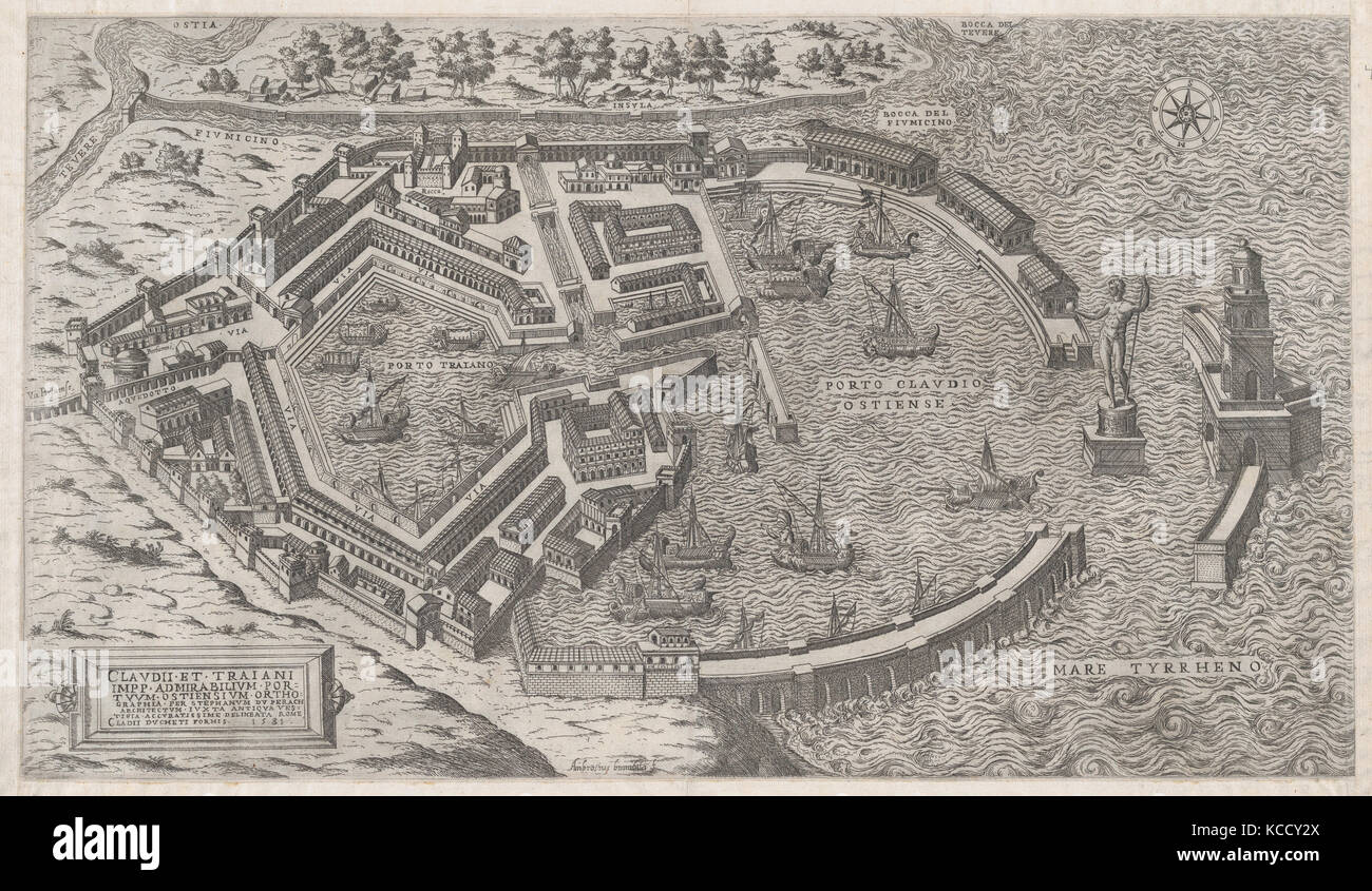 Speculum Romanae Magnificentiae: Port of Rome, Giovanni Ambrogio Brambilla, 1581 Stock Photo