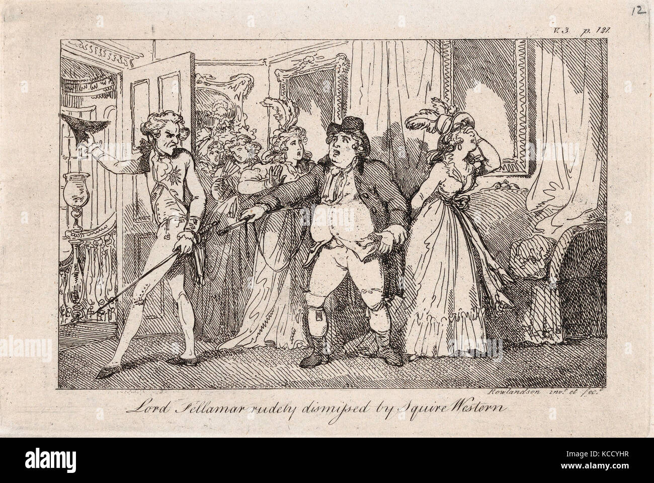 Drawings and Prints, Print, Lord Tellamar Rudely Dismissed by Squire Western, from The History of Tom Jones Stock Photo