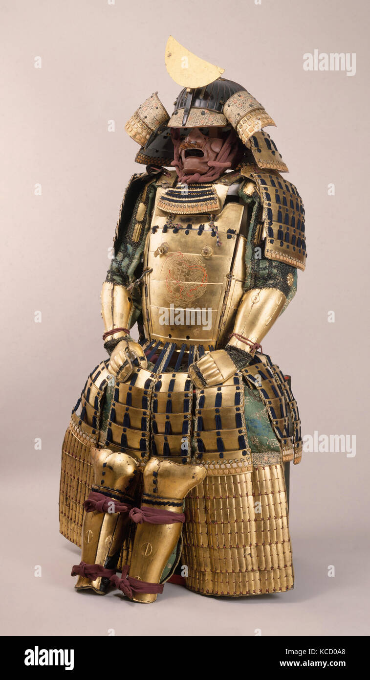 Armor (Gusoku), 17th century, Japanese, Iron, lacquer, silk, gilt copper,  as mounted: H. 53 in. (134.6 cm); W. 32 in. (81.3 cm Stock Photo - Alamy