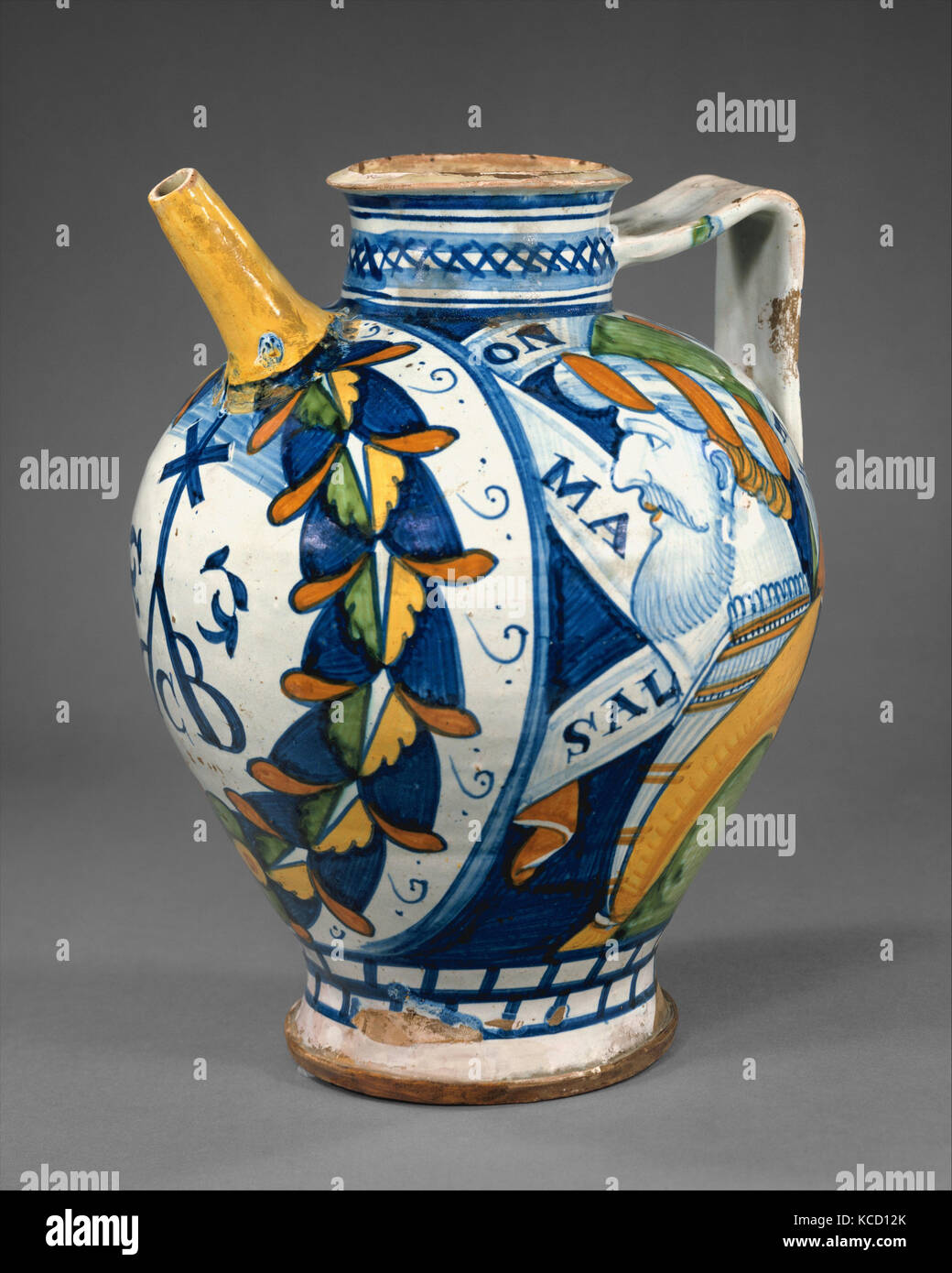 Maiolica: Apothecary jug (brocca), early 16th century Stock Photo