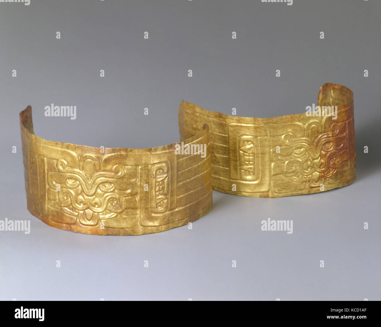 Pair of Arm Bands, 7th–5th century B.C., Peru, Chavin, Gold, H. 1 7/8 x L.  8 in. (4.7 x 20.3 cm), Metal-Ornaments Stock Photo - Alamy