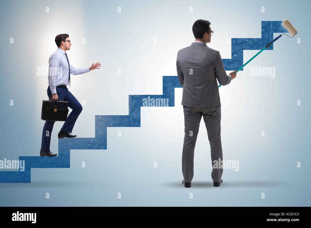 Man walking up ladder paint hi-res stock photography and images - Alamy
