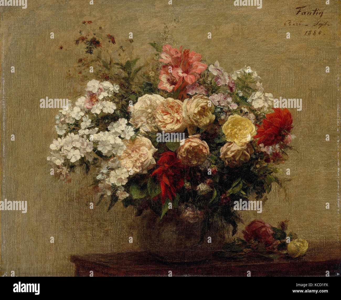 Summer Flowers, 1880, Oil on canvas, 20 x 24 3/8 in. (50.8 x 61.9 cm), Paintings, Henri Fantin-Latour (French, Grenoble 1836 Stock Photo