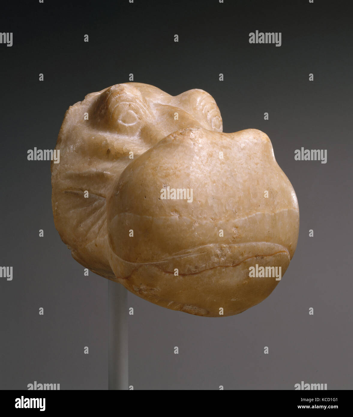 Head of a Hippopotamus, New Kingdom, Dynasty 18, ca. 13901352 B.C., From Egypt, Travertine