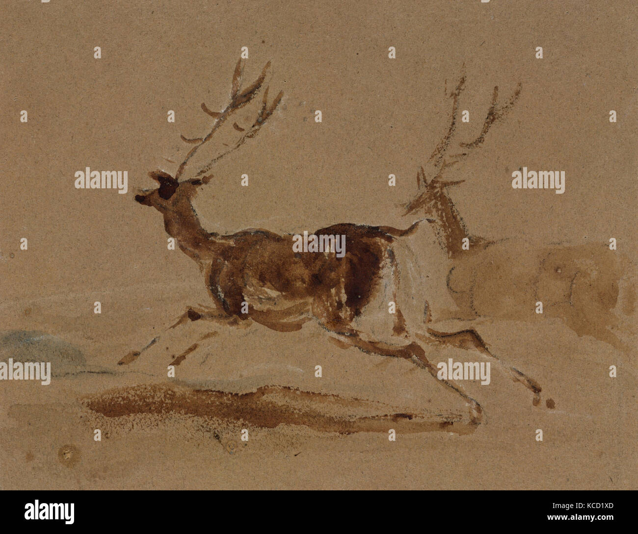 Two Stags Running, Sir Edwin Henry Landseer, 1820–73 Stock Photo