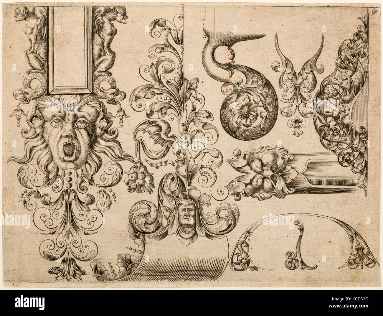 Plate Six from Plusieurs Models des plus nouuelles manieres qui sont en usage en l'Art de Arquebuzerie, ca. 1660 Stock Photo