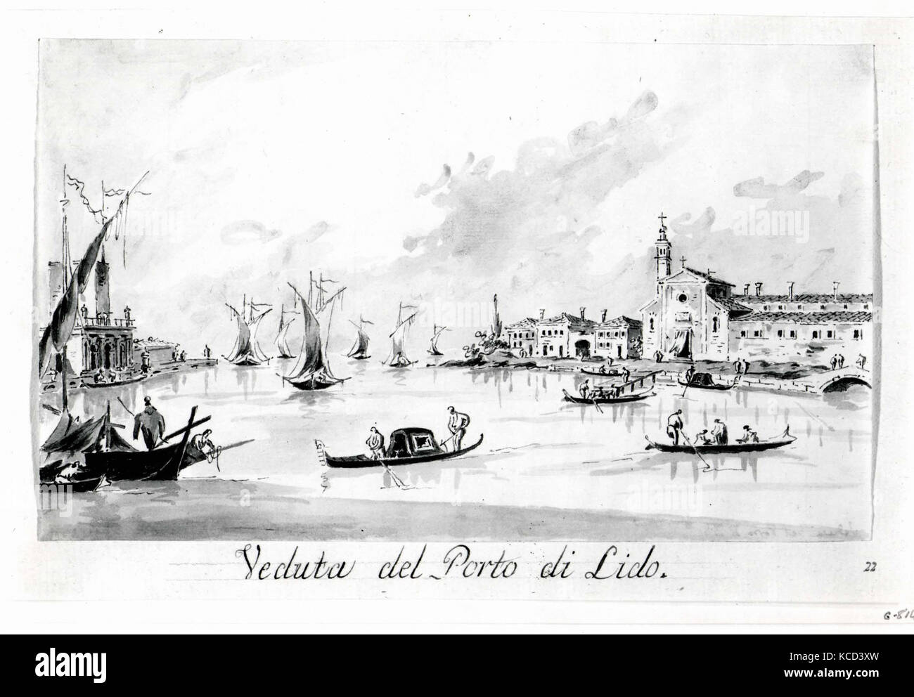 The Porto di Lido, with the Fortezza Sant'Andrea on the Left, Giacomo Guardi, ca. 1804–28 Stock Photo