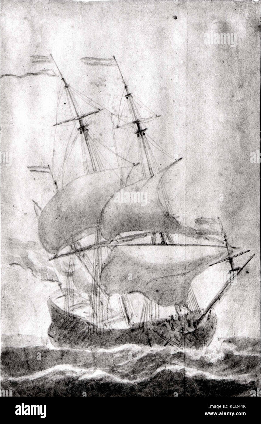 A Dutch Ship in a Strong Breeze, Willem van de Velde I, ca. 1665 Stock Photo