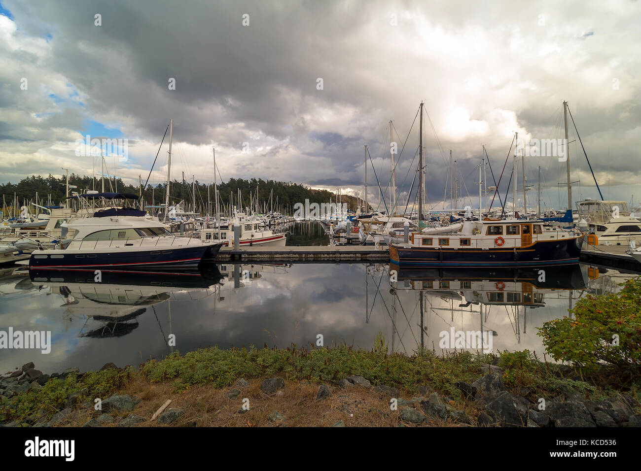 Boat Slips at Port of Anacortes Cap Sante Marina on Fidalgo Island in