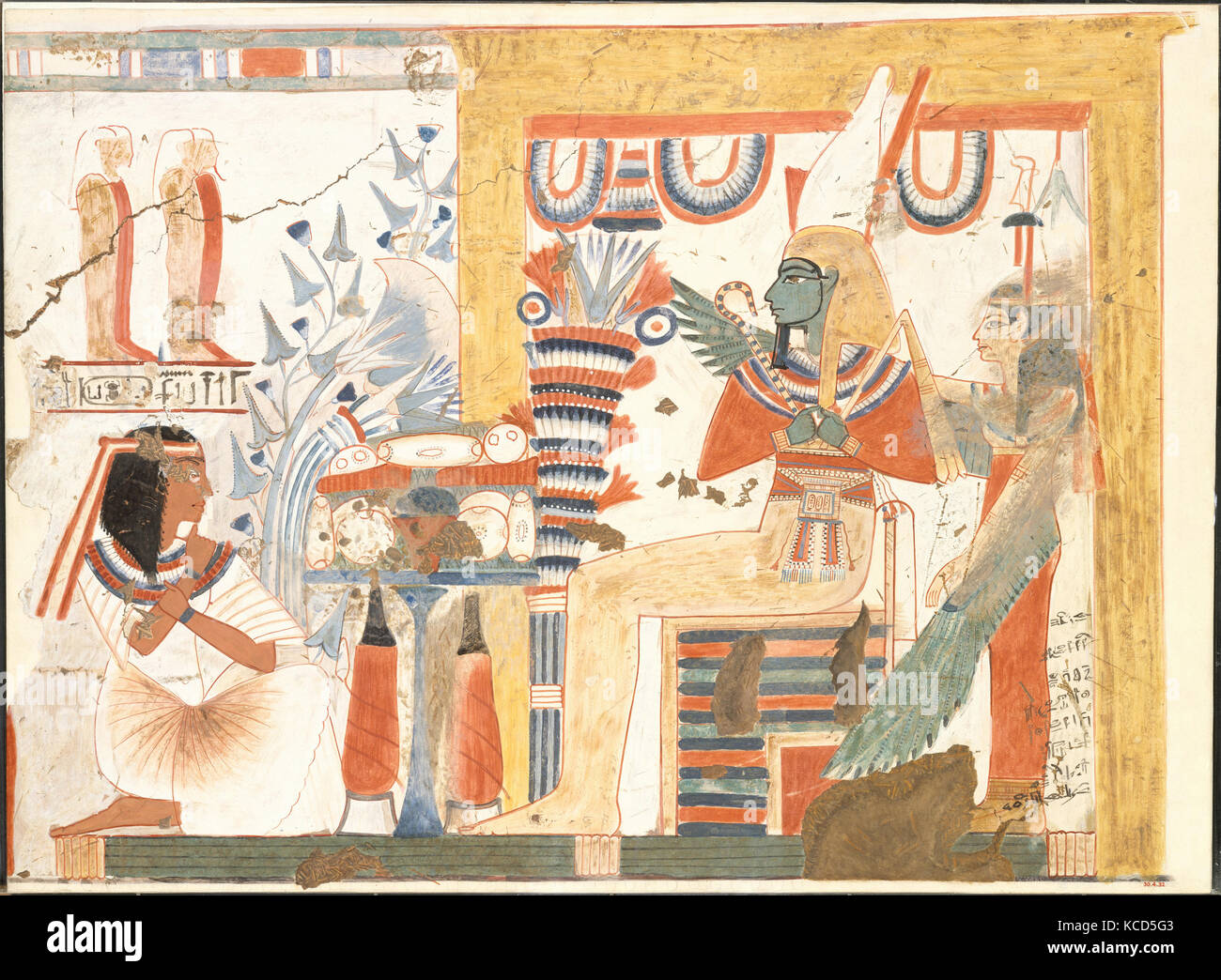 Userhat Kneeling Before Osiris and the Goddess of the West, Tomb of Userhat, Norman de Garis Davies, ca. 1294–1279 B.C Stock Photo