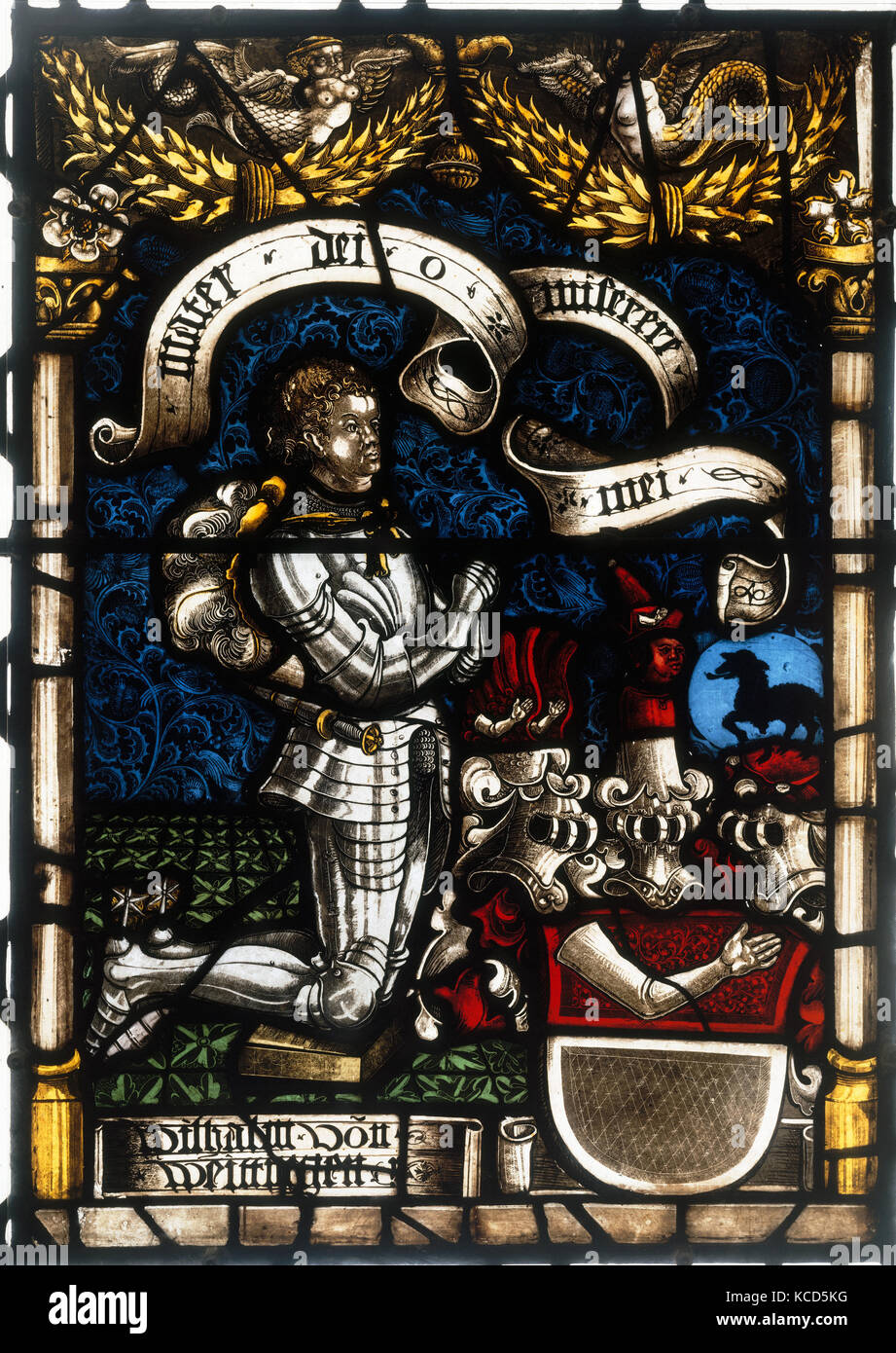 Heraldic Panel of Wilhelm von Weitingen, 1518, Made in Sulz am Neckar, Swabia, Germany, German, Pot metal glass, flashed glass Stock Photo