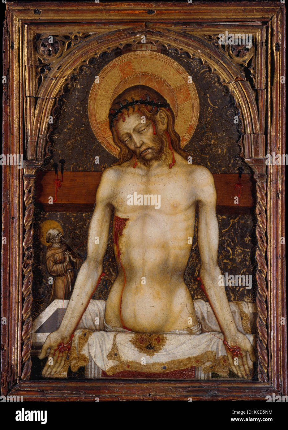 The Man of Sorrows, ca. 1430, Tempera and gold on wood, Overall, with engaged frame, 21 5/8 x 15 1/4 in. (54.9 x 38.7 cm Stock Photo