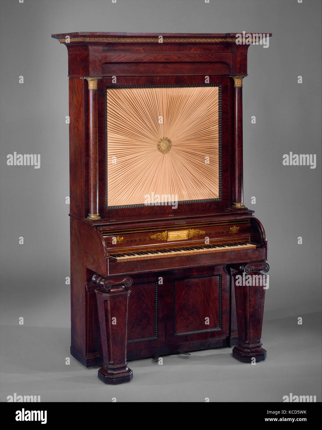 Upright Cabinet Piano, 1835, New York, United States, American, Wood, various materials, Case L. (perpendicular to the keyboard Stock Photo