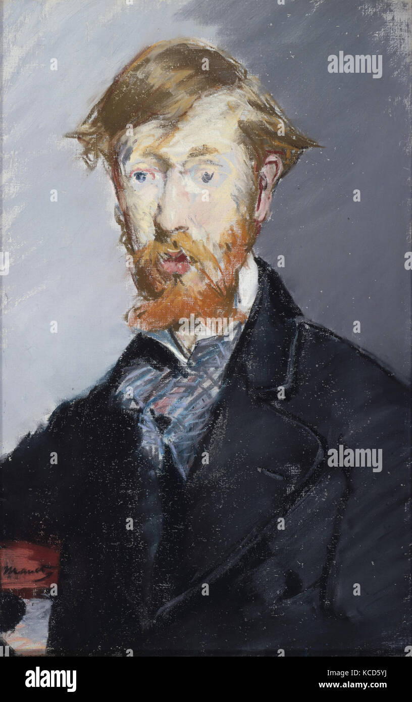 George Moore (1852–1933), 1879, Pastel on canvas, 21 3/4 x 13 7/8 in. (55.2 x 35.2 cm), Drawings, Édouard Manet (French, Paris Stock Photo
