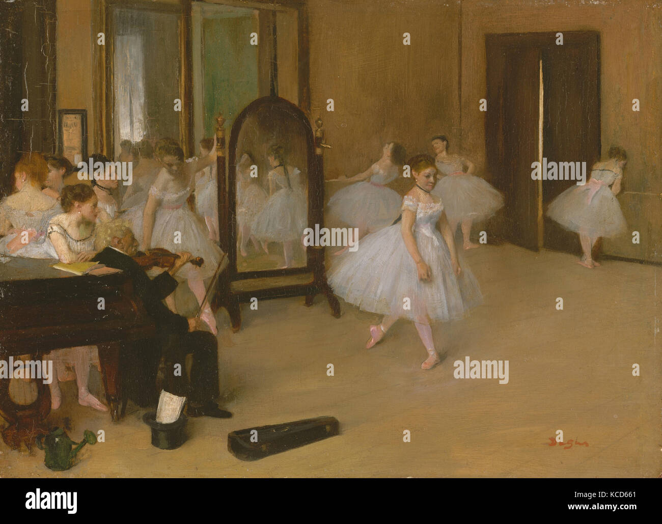 The Dancing Class, ca. 1870, Oil on wood, 7 3/4 x 10 5/8 in. (19.7 x 27 cm), Paintings, Edgar Degas (French, Paris 1834–1917 Stock Photo
