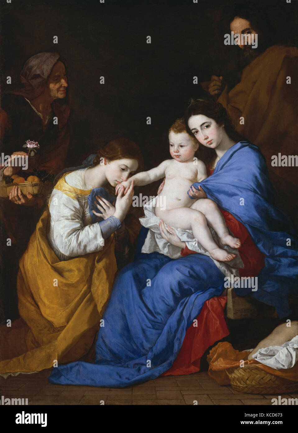 The Holy Family with Saints Anne and Catherine of Alexandria, Jusepe de Ribera, 1648 Stock Photo