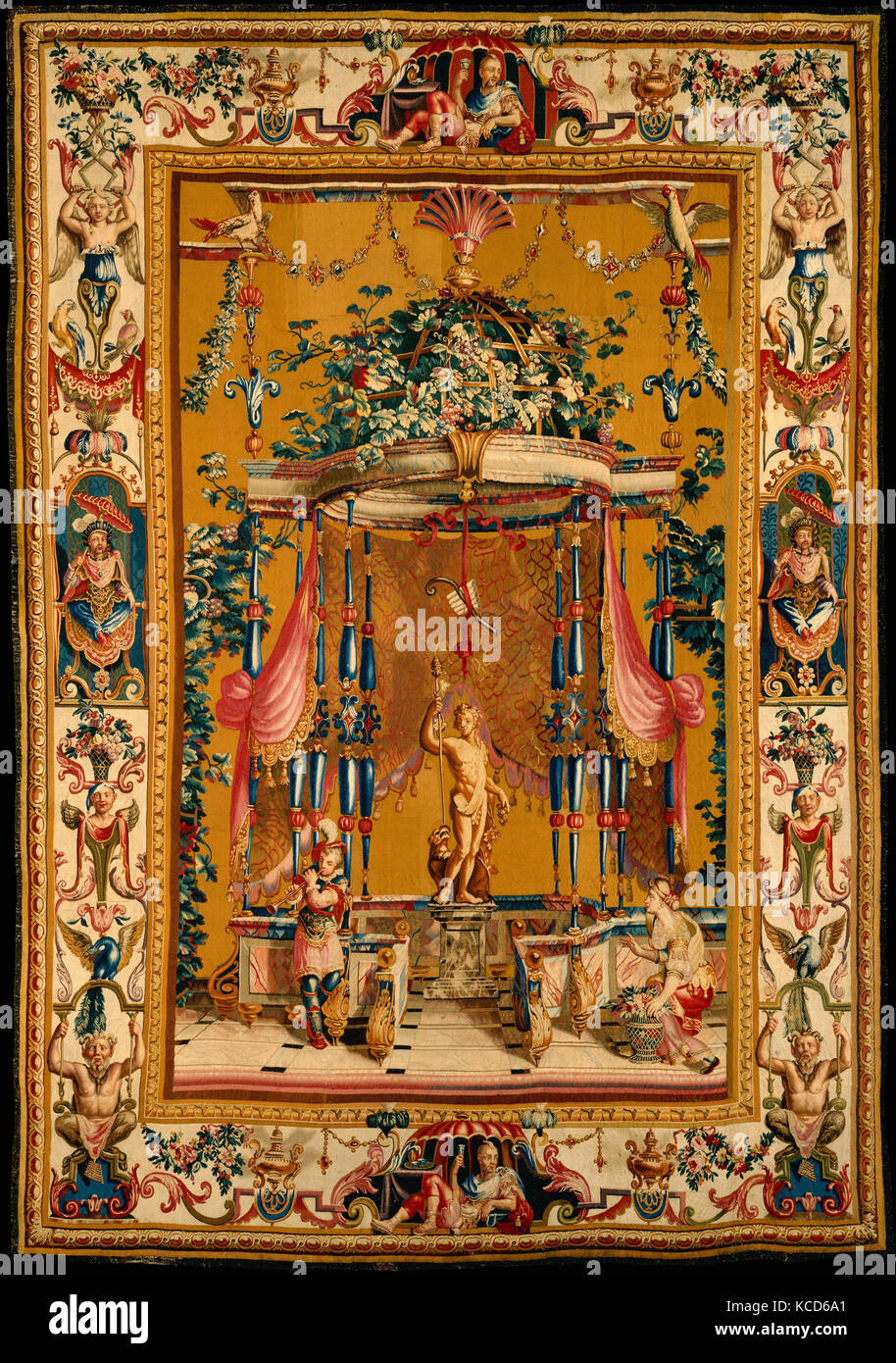 The Offering to Bacchus (from a set of five Berain Grotesques), Style of Jean Berain, designed ca. 1688, woven ca. 1690–1711 Stock Photo