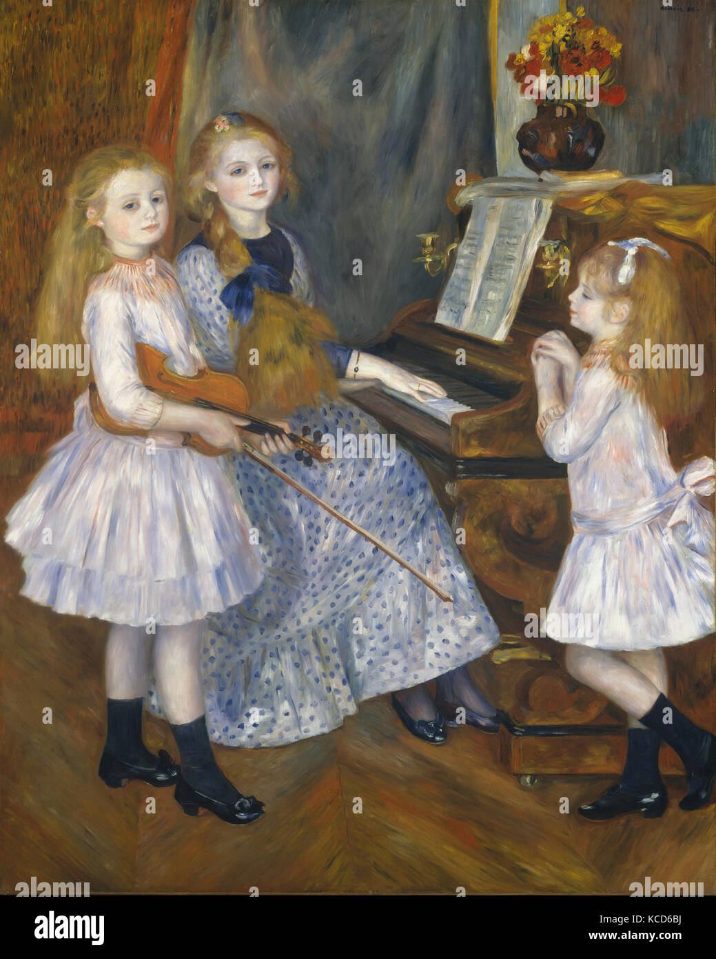 The Daughters of Catulle Mendès, Huguette (1871–1964), Claudine (1876–1937), and Helyonne (1879–1955), Auguste Renoir, 1888 Stock Photo