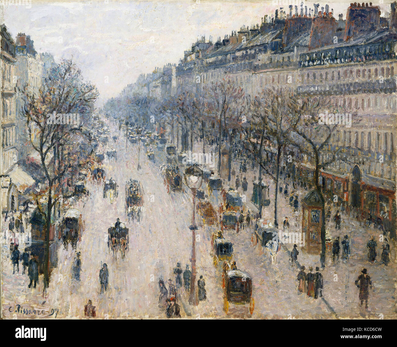 The Boulevard Montmartre on a Winter Morning, Camille Pissarro, 1897 Stock Photo