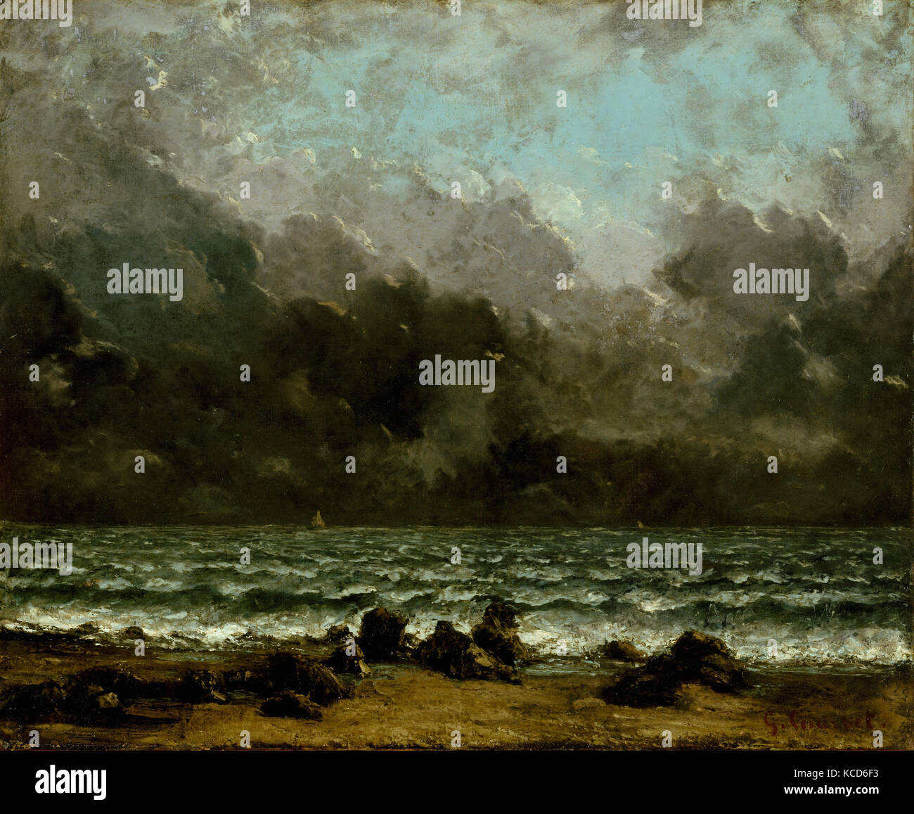 The Sea, 1865 or later, Oil on canvas, 20 x 24 in. (50.8 x 61 cm), Paintings, Gustave Courbet (French, Ornans 1819–1877 La Tour Stock Photo