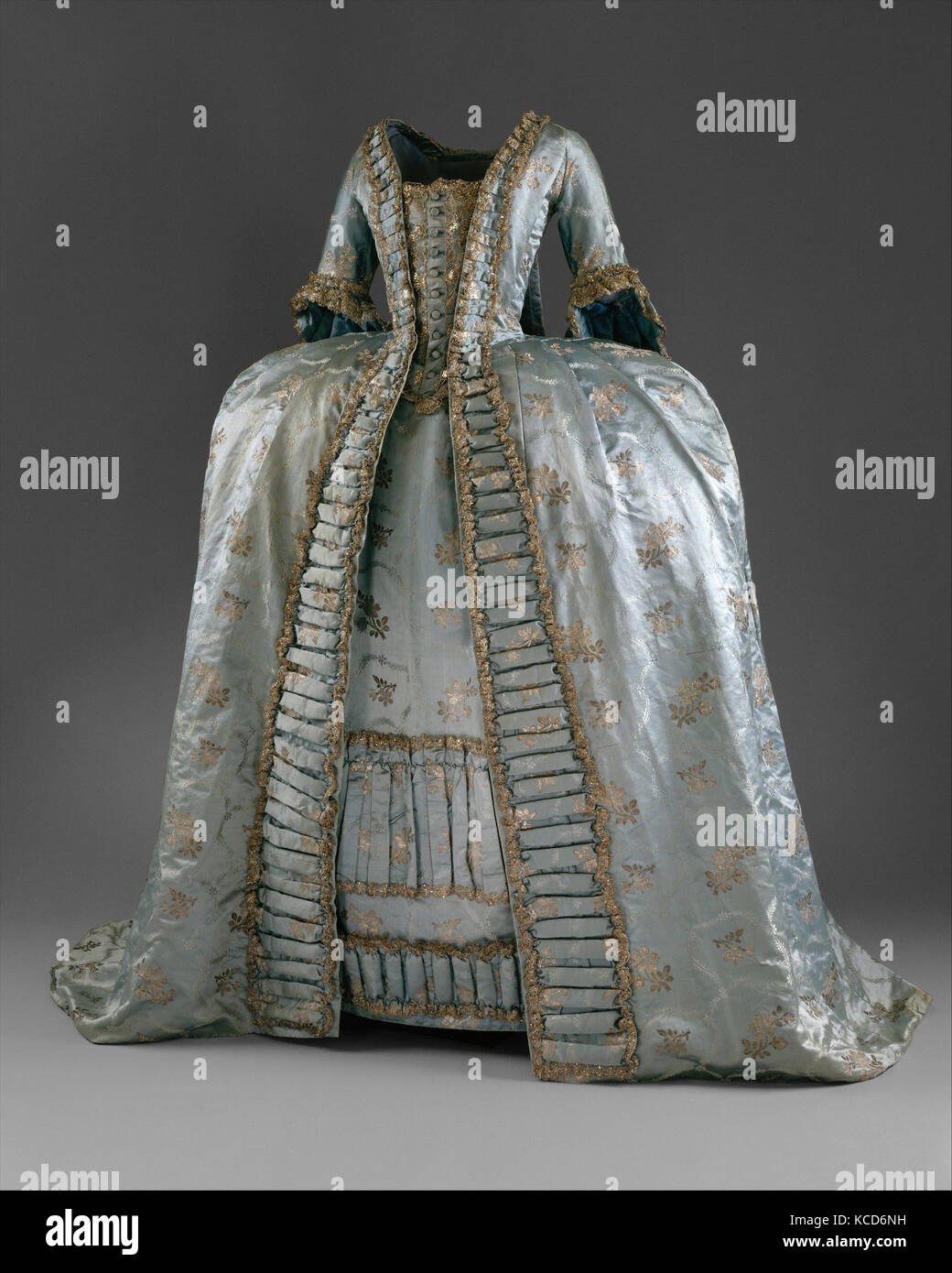 Robe à la Française, ca. 1765, European, silk, Like the Mantua, the sack, or sacque, dress began life as an informal garment Stock Photo