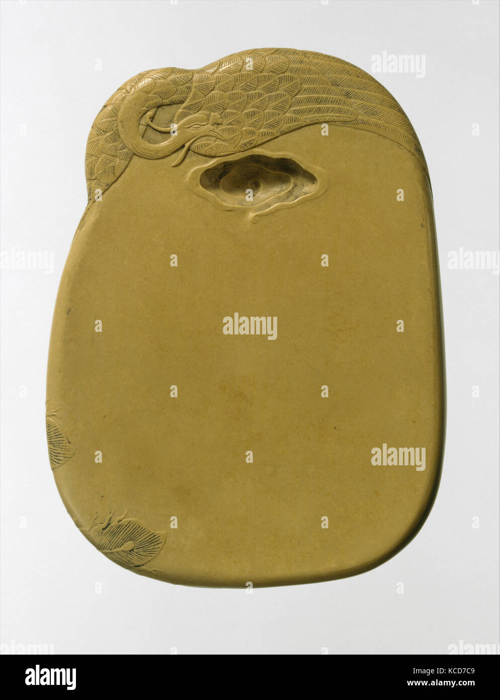 清 十八世紀顧二娘款鳳紋硯, Inkstone with phoenix design, Attributed to Gu Erniang, 18th century Stock Photo