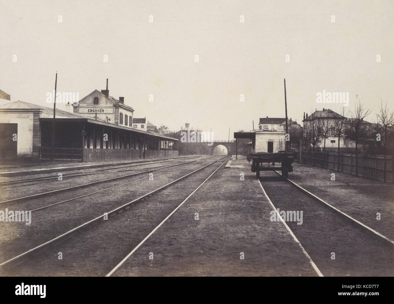 Gare d'Enghien, 1855, Salted paper print from paper negative, Image: 31.3 x 44.3 cm. (12 5/16 x 17 7/16 in.), Photographs Stock Photo