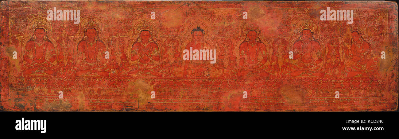 The Buddha Shakyamuni, Five Past Buddhas, and Maitreya, ca. 15th century Stock Photo
