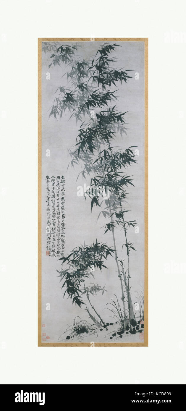 清 石濤(朱若極) 風雨竹圖 軸, Bamboo in Wind and Rain, Shitao, ca  