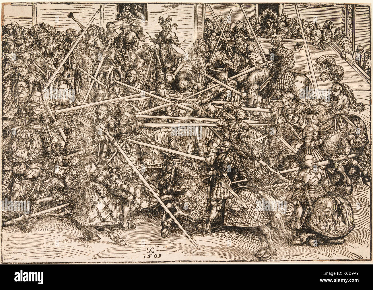 The Tournament with Lances, Lucas Cranach the Elder, dated 1509 Stock Photo