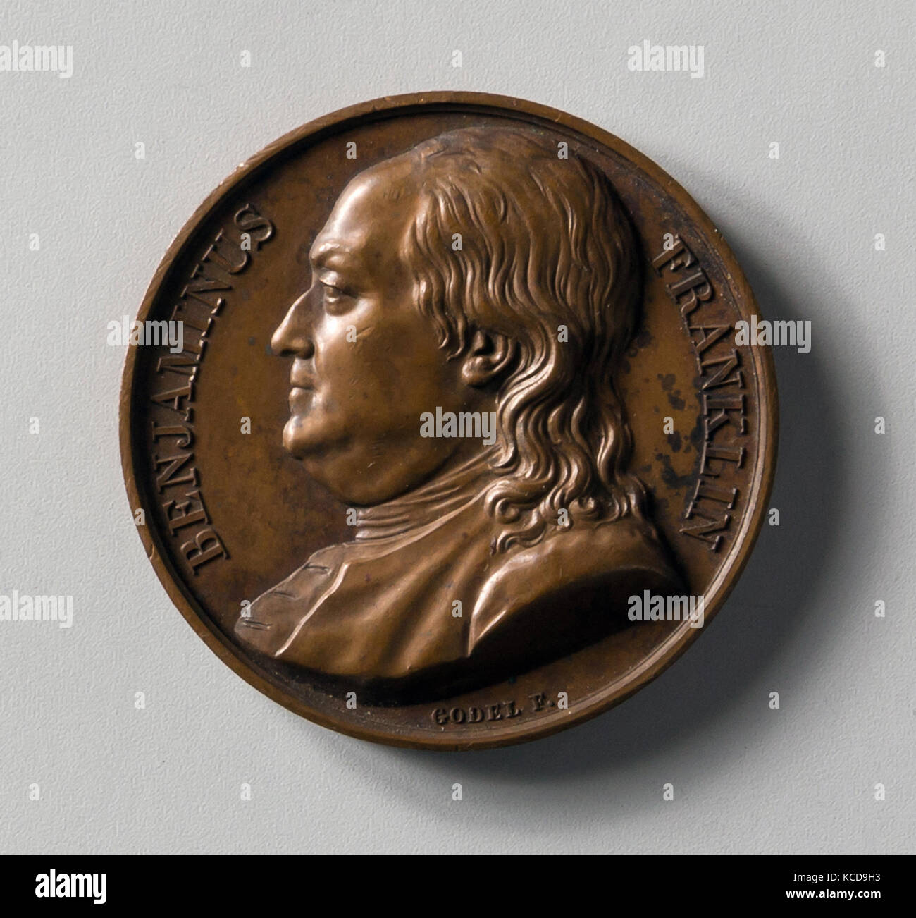 Medallion, 1819, Made in France, Bronze, Diam. 1 5/8 in. (4.1 cm), Metal, Godel & Co. Fine Art Stock Photo