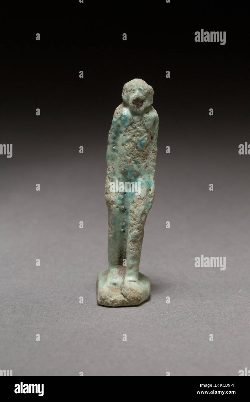 Monkey or meerkat, Late Period–Ptolemaic Period, 500–200 BC, From Egypt, Faience, H. 5 × W. 1.1 × D. 1.9 cm (1 15/16 × 7/16 × 3 Stock Photo