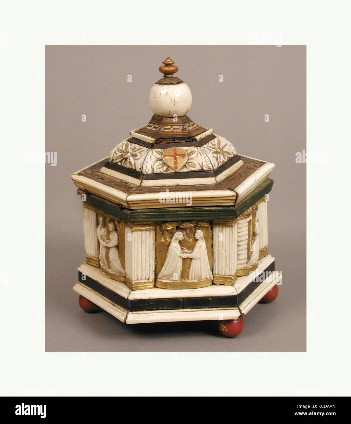 Hexagonal Casket, Embriachi Workshop, early 15th century Stock Photo