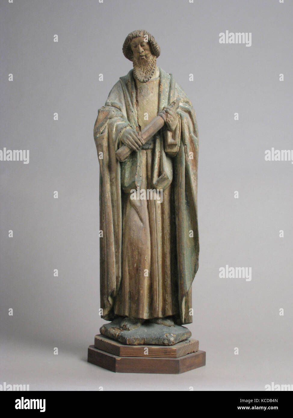 Saint Andrew (?), ca. 1500, North Netherlandish, Oak with traces of polychromy and gilding, Overall: 25 3/4 x 9 1/4 x 5 5/16in Stock Photo