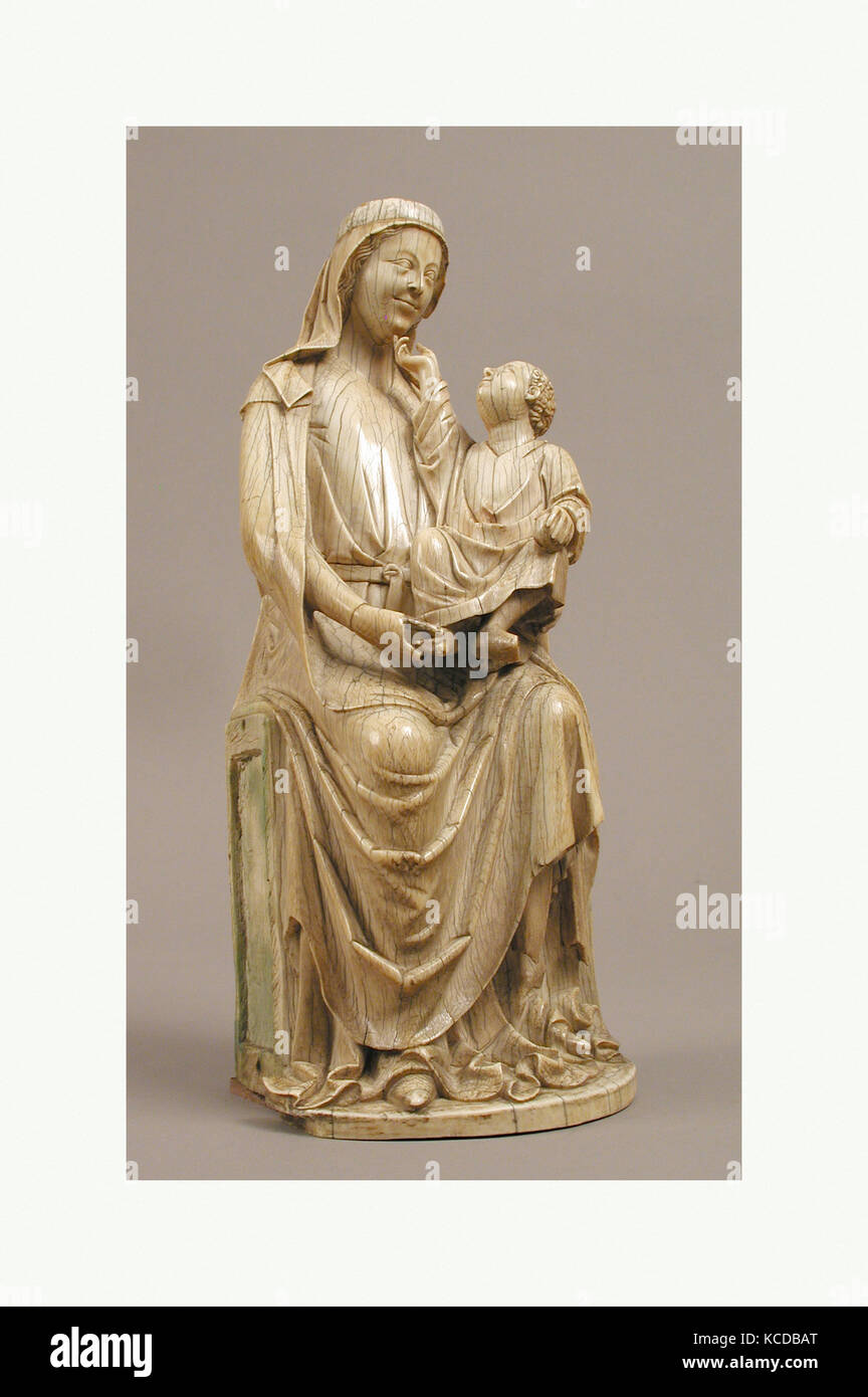 Virgin and Child, ca. 1250, North French, Ivory, Overall (without modern base): 11 5/8 x 4 3/4 x 4 1/16 in. (29.5 x 12.1 x 10.3 Stock Photo