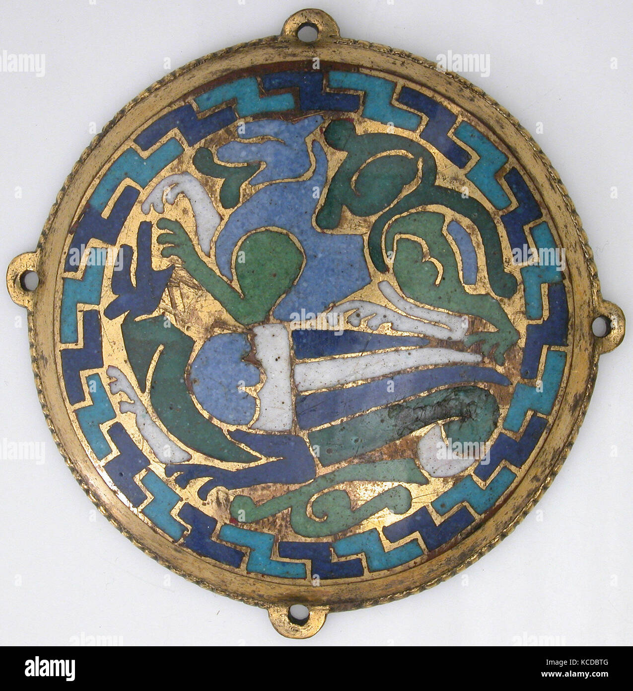 Combat Between Dragon and Dog (one of five medallions from a coffret), ca. 1110–30 Stock Photo