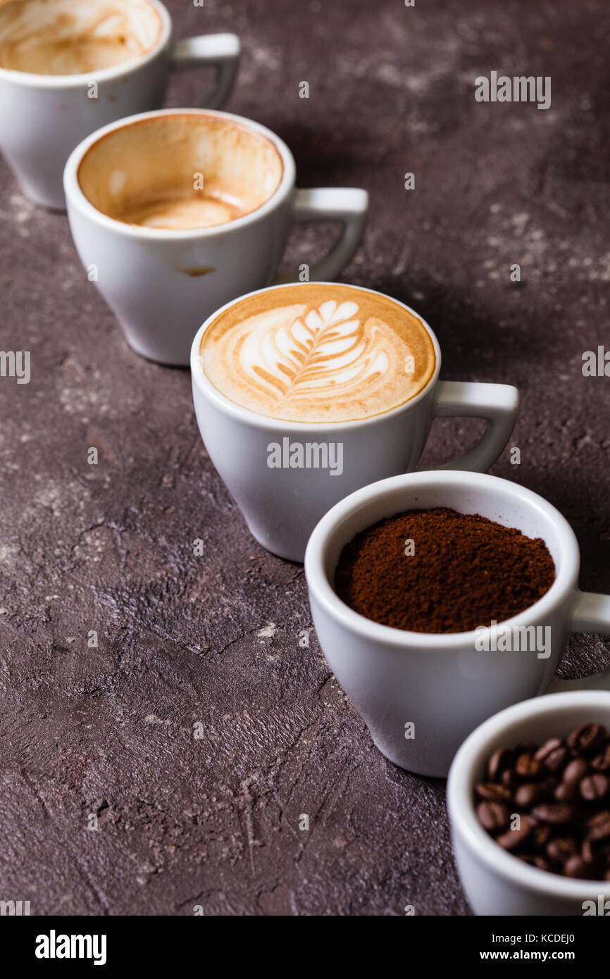 Stages of preparing cappuccino Stock Photo - Alamy