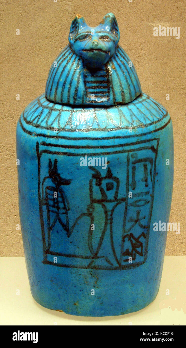 Canopic Jar with Head of Duamutef, ca. 1295–1185 B.C Stock Photo