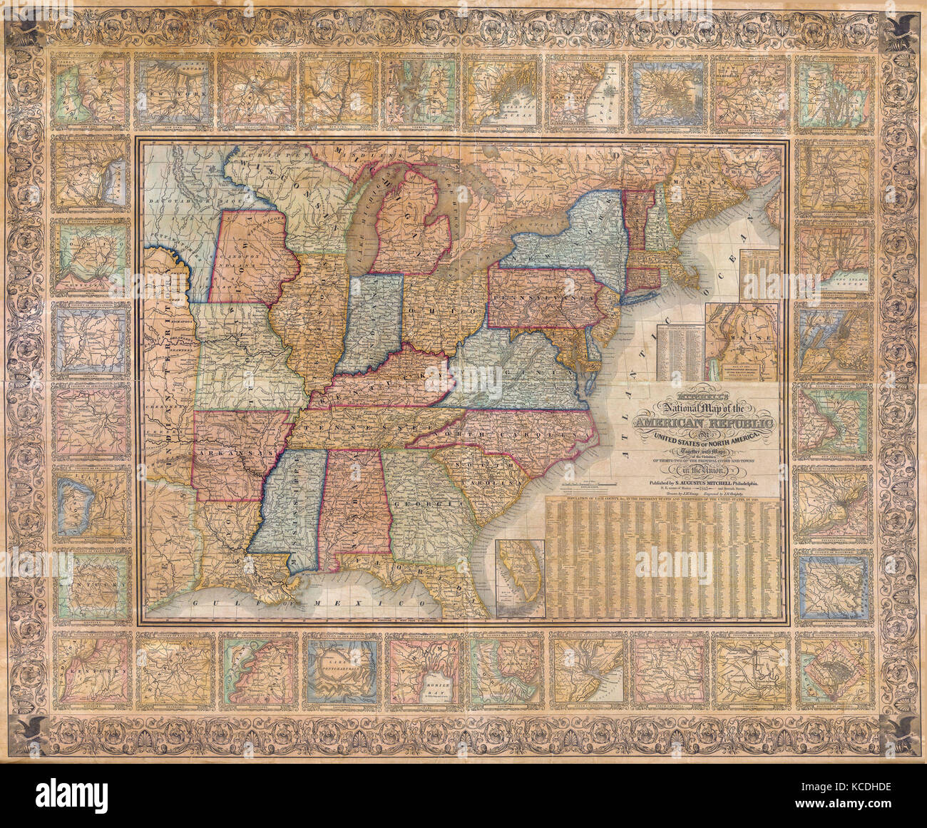 1845 Mitchell Wall Map of the - 1845 Mitchell Wall Map Of The United States Partial Republic Of Texas KCDHDE 