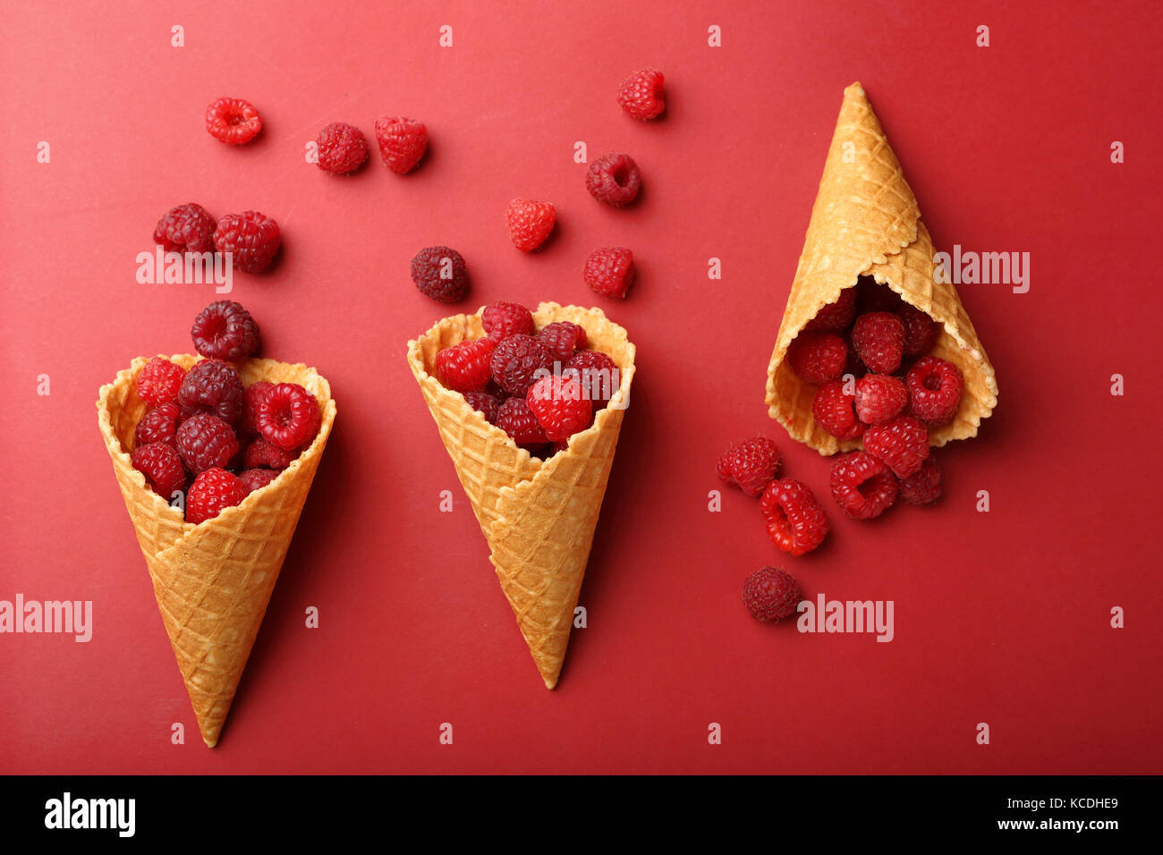 Fresh raspberries wafer cone hi-res stock photography and images - Alamy