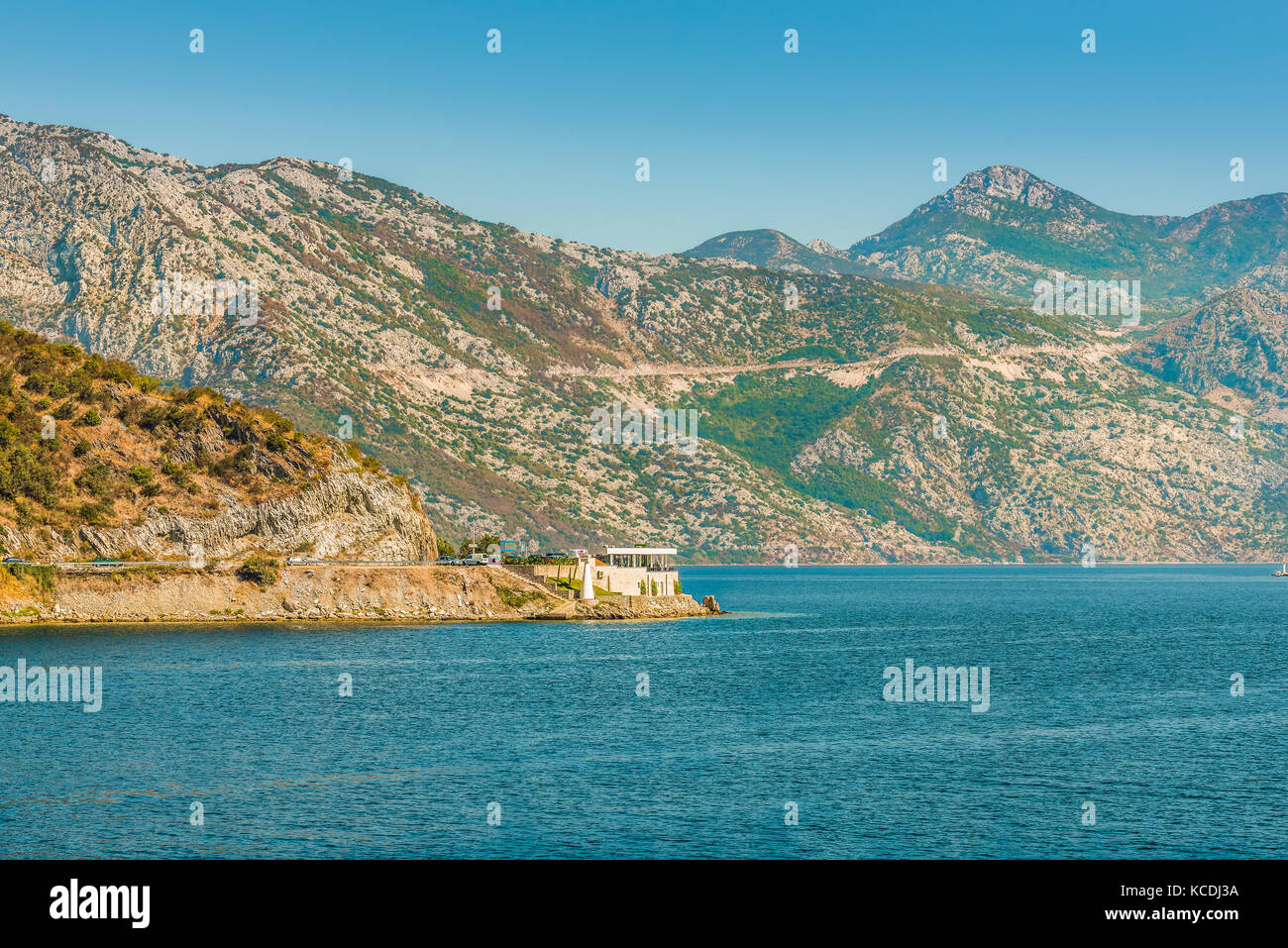 Beautiful mediterranean landscape. Mountains near town Perast, Kotor bay (Boka Kotorska), Montenegro. Stock Photo