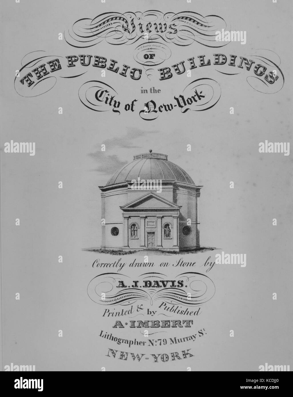 Frontispiece to Views of the Public Buildings in the City of New York (Rotunda, Corner of Chambers and Cross Streets Stock Photo