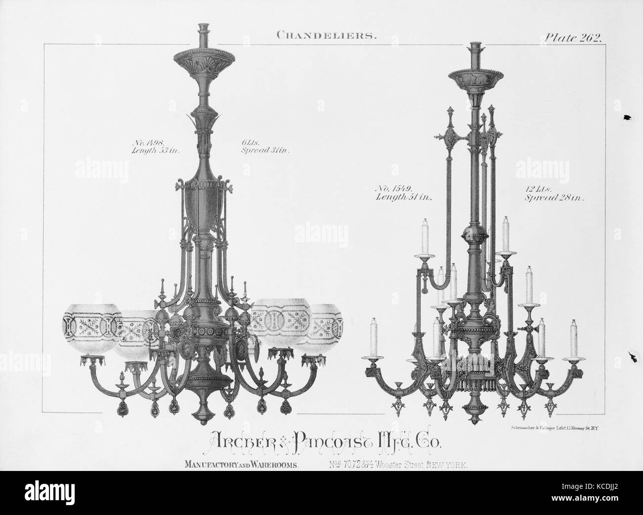 Catalogue of Gas Fixtures and Fittings, after 1870, Illustrations: lithography and color lithography, Books Stock Photo