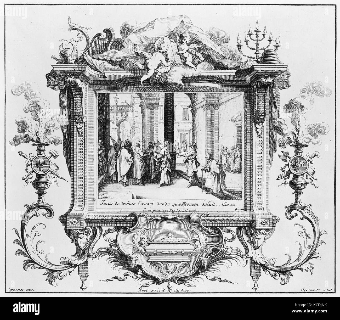 Le Denier de César (The Tribute Money), from Le Nouveau Testament (The New Testament), Jacques Callot, printed 18th century Stock Photo