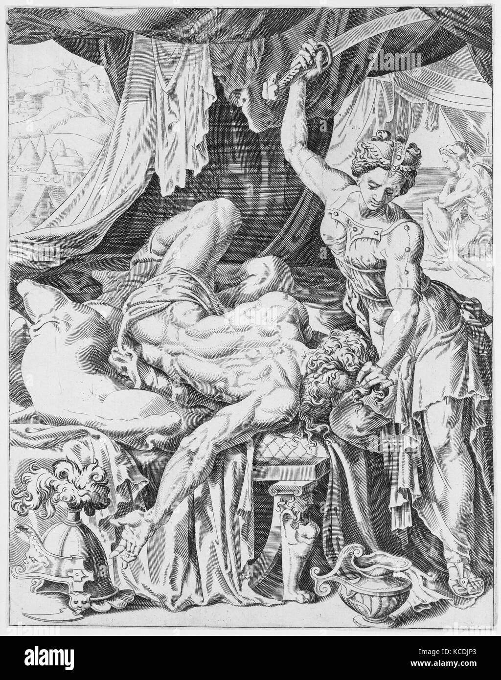 Judith Slaying Holofernes, from The Power of Women, plate 5, Dirk Volckertsz Coornhert, 1551 Stock Photo