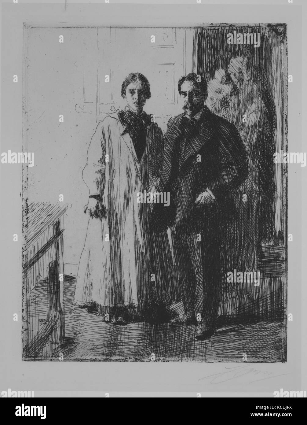 Mr. and Mrs. Atherton Curtis, 1906, Etching; second state of three, plate: 9 7/16 x 7 1/4 in. (24 x 18.4 cm), Prints, Anders Stock Photo