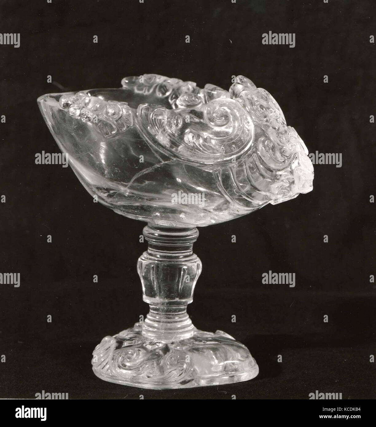 Crystal shell cup on foot, second half 19th century Stock Photo