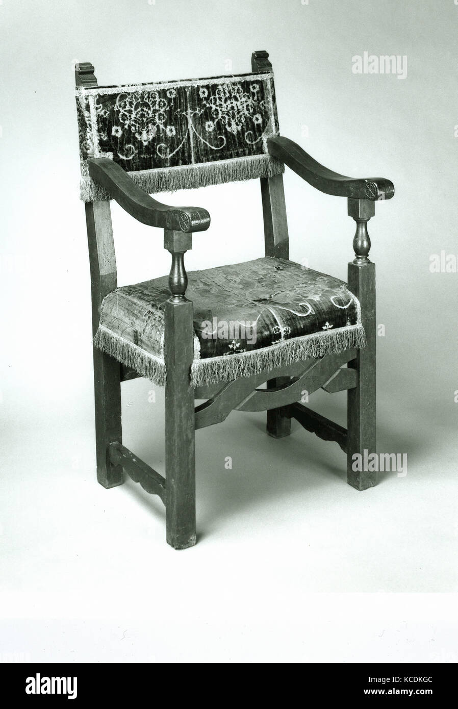 Armchair back and seat, 15th or 16th century (textiles); late 19th century  (woodwork Stock Photo - Alamy