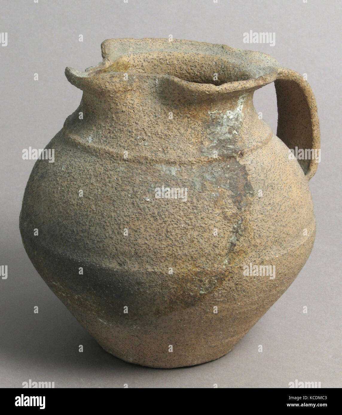 Jug, 16th century, French, Earthenware, Overall: 6 1/2 x 6 5/8 x 6 5/16 in. (16.5 x 16.9 x 16 cm), Ceramics Stock Photo